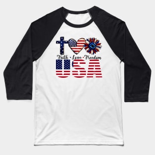 Faith Love Freedom Baseball T-Shirt